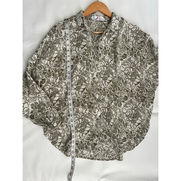 Ajaccio vintage button down shirt floral M-L neutral Novelty cottagecore - Picture 7 of 7
